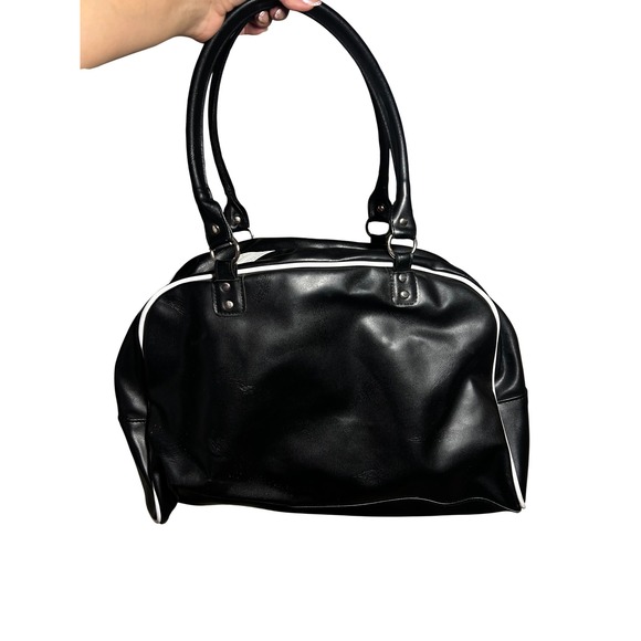 Vintage 90s Playboy Black Duffel Bag White Trim Bunny Logo Pink Lined Travel - Picture 6 of 6